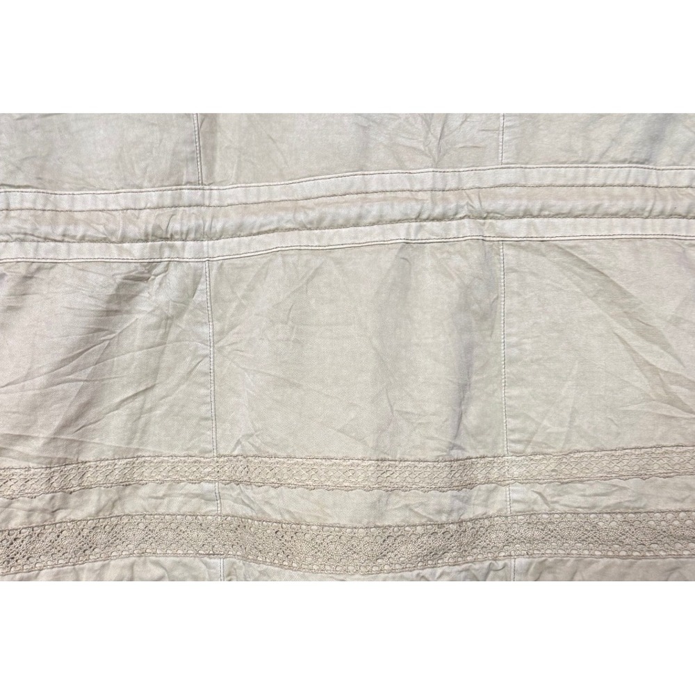 BKE Outerwear Women Large Tan Utility Vest Lace Trim Distressed Raw Hem Cargo - Picture 7 of 12